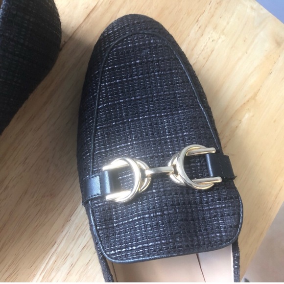 NWOT Ann Taylor Black Chain Bit Horsebit Straw Loafers Size 9.5, 9 - Picture 4 of 6